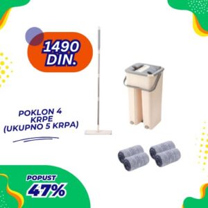 Flat Mop (brisko) sa kantom i poklon 4 krpe