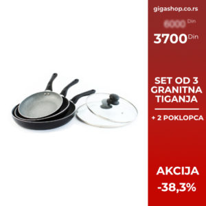 Set od 3 granitna tiganja i 2 poklopca