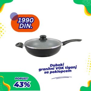 Duboki granitni VOK tiganj sa poklopcem