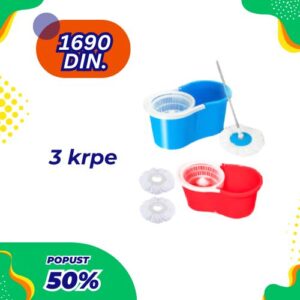 Samorotirajući brisko 360° sa 3 krpe u setu