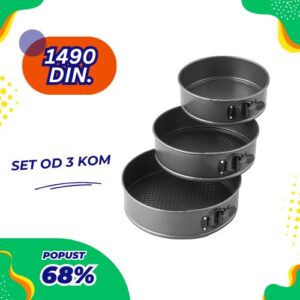 Set od 3 karbonska kalupa sa prstenom za torte