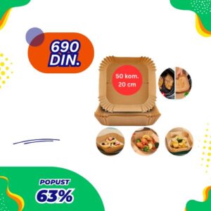 Pek papir za Air Fryer i tepsije četvrtasti  20 cm