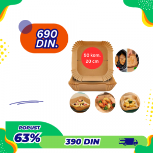 Pek papir za Air Fryer i tepsije četvrtasti  20 cm