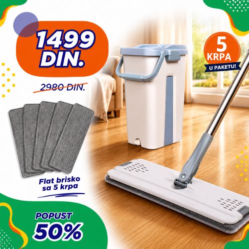 Flat Mop (brisko) sa kantom i poklon 4 krpe