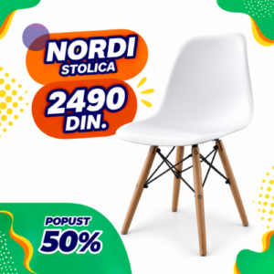 Trpezarijska Stolica Nordi br. 52 – bela